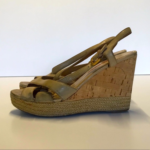 PRADA Leather Wedge Sandal Heels - Picture 8 of 9
